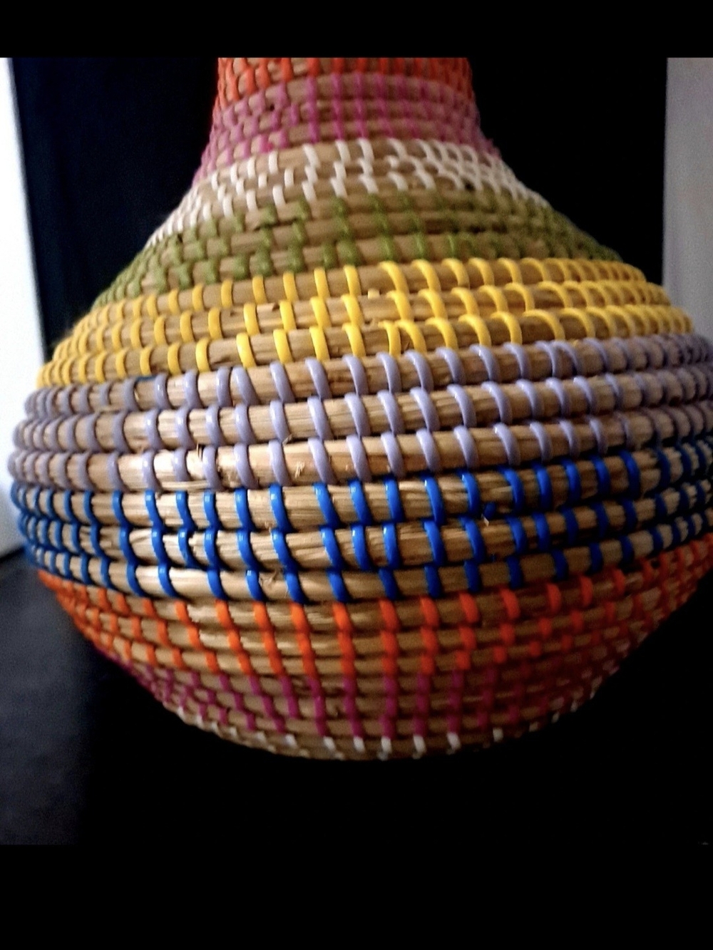 Rattan Multicolor Decorative Basket/ Vase. - Picture 2 of 4